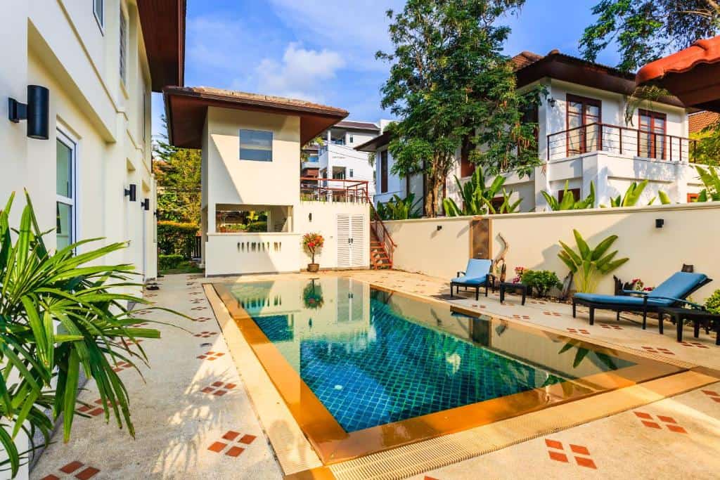 Private pool with lounge chair at Baan Kaja Villa in Phuket