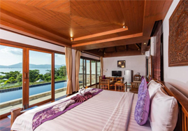 Spacious bedroom pool view at Dream Sea Pool Villa in Panwa Beach