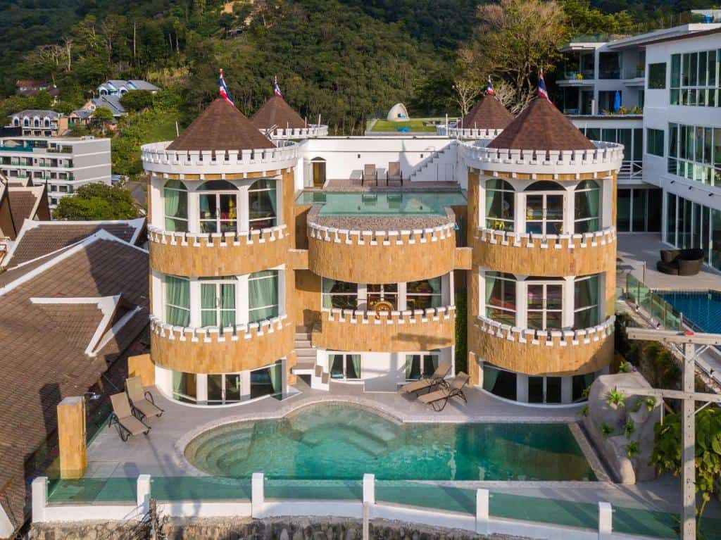 Top exterior view with pool at Exclusive Castle Villa in Patong Beach