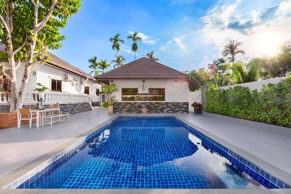 Exterior view of a private pool at Happy Family Villa in Chalong