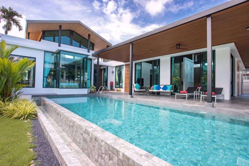 Exterior view of a private pool at Riviera villa in Phuket Town