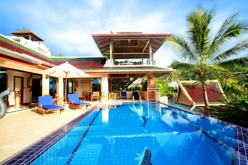 Exterior view of a private pool at Sea View Luxury Villas in Kata Beach